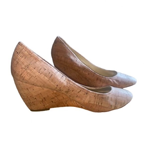 Kate Spade Halle Too Wedges Cork Tan Size 7 Business Office Party Heels - Picture 6 of 9